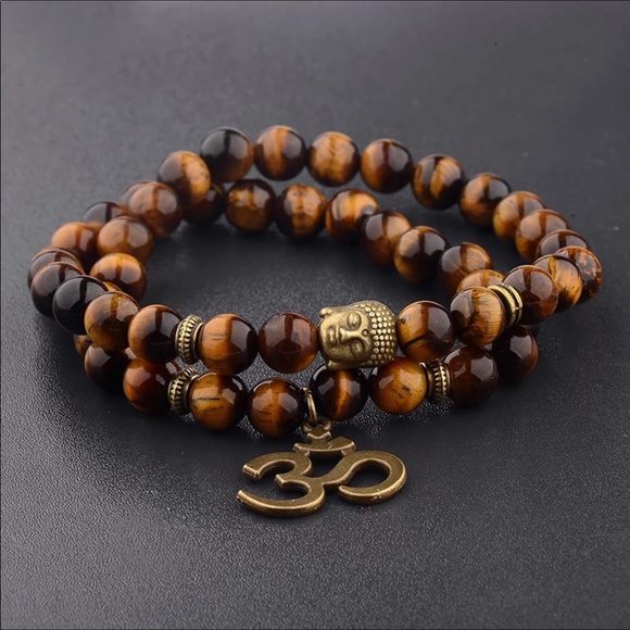 Other - Unisex onyx, lava stone, wood or tigers eye Mala bracelet